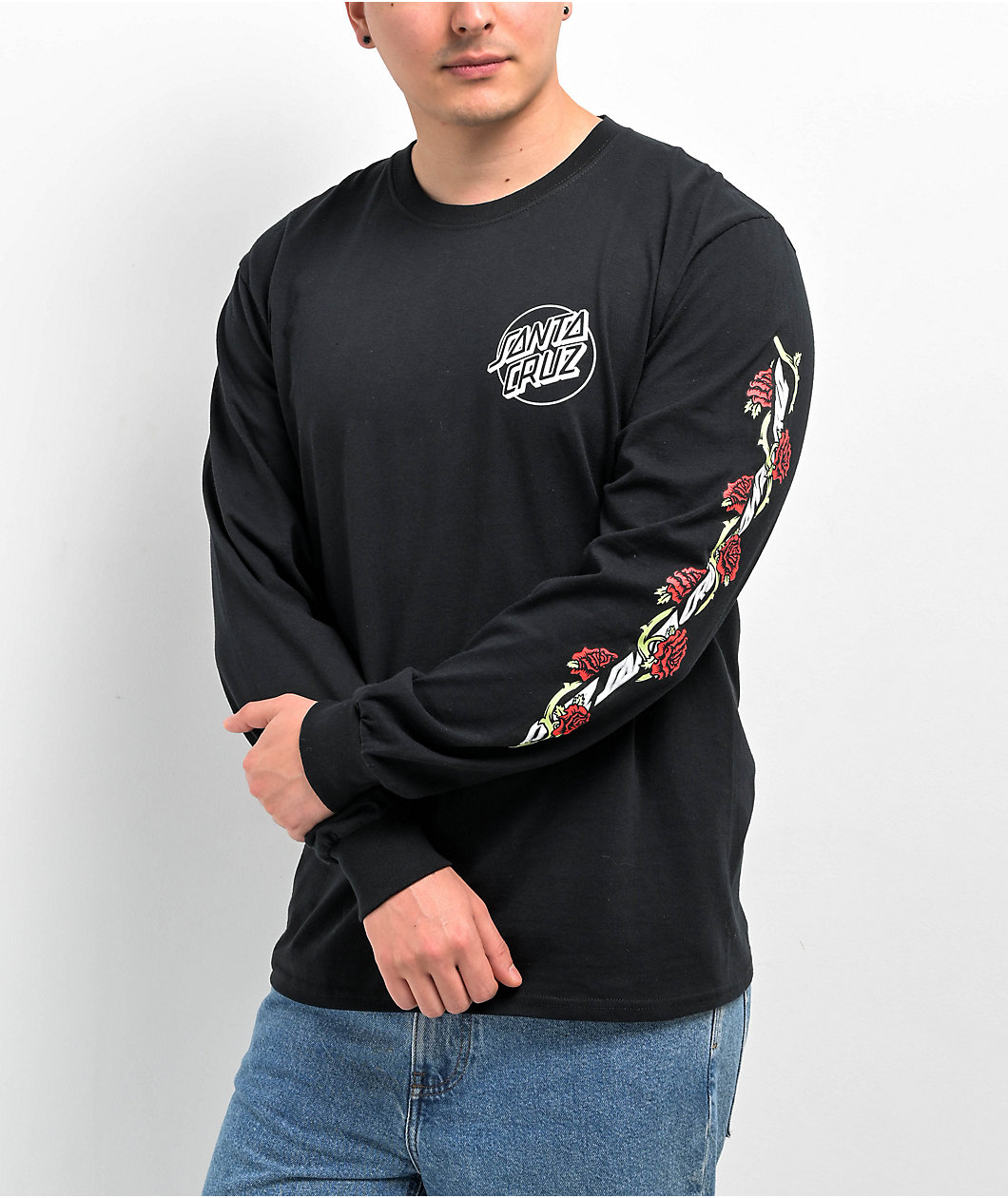 Santa Cruz Dressen Rose Vine Opus Black Long Sleeve T-Shirt