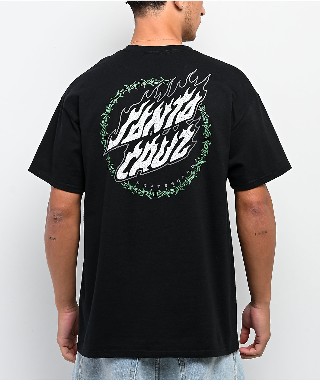 Santa Cruz Flame Crackle Black T-Shirt