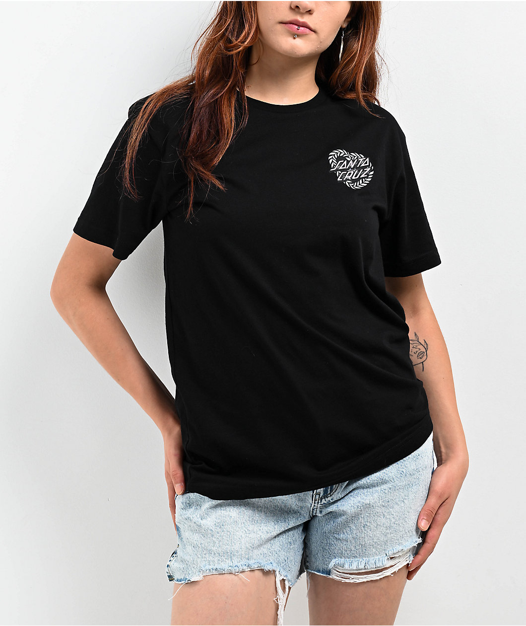 Santa Cruz Heart Wreath Black T-Shirt