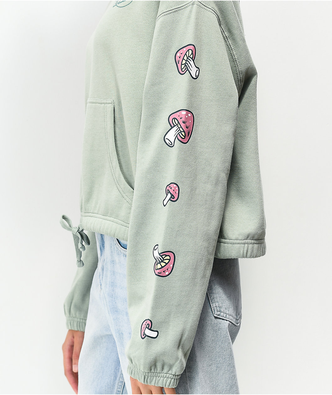 Santa Cruz Monarch Mushroom Sage Crop Crewneck Sweatshirt