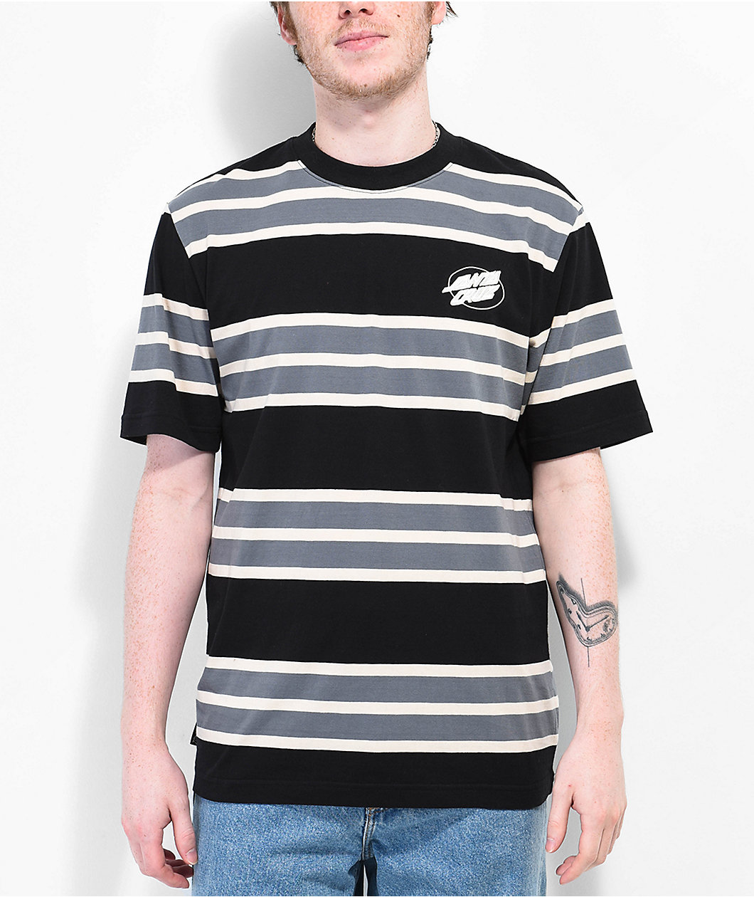 Santa Cruz Oval Dot Black Stripe T-Shirt