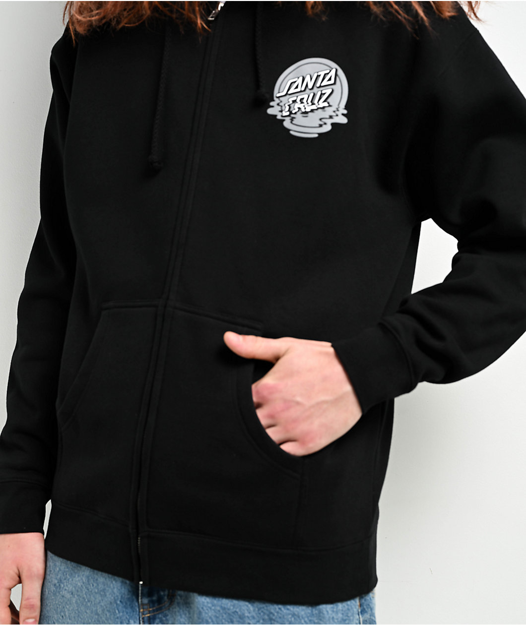 Santa Cruz Reflection Dot Black Zip Hoodie