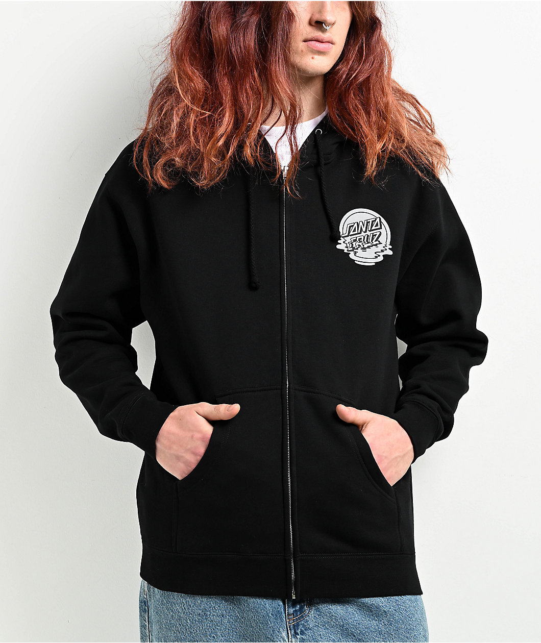 Santa Cruz Reflection Dot Black Zip Hoodie