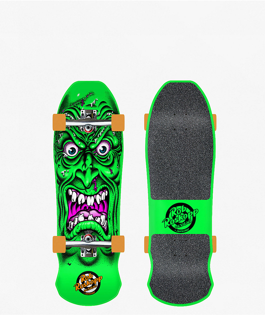 Santa Cruz Roskopp Face Green Reissue 9.5" Cruiser Skateboard Complete