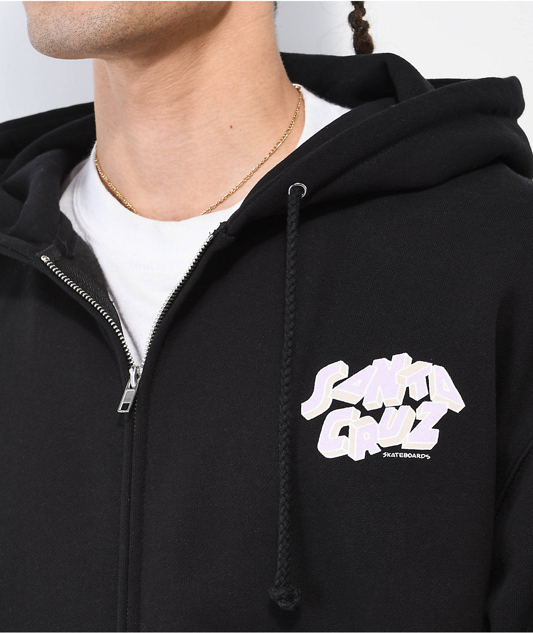 Santa Cruz Scattered Strip Black Zip Hoodie
