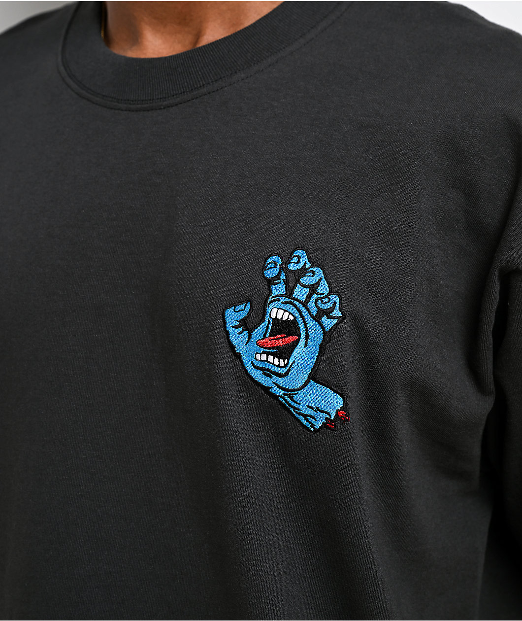 Santa Cruz Screaming Hand Embroidered Grey T-Shirt