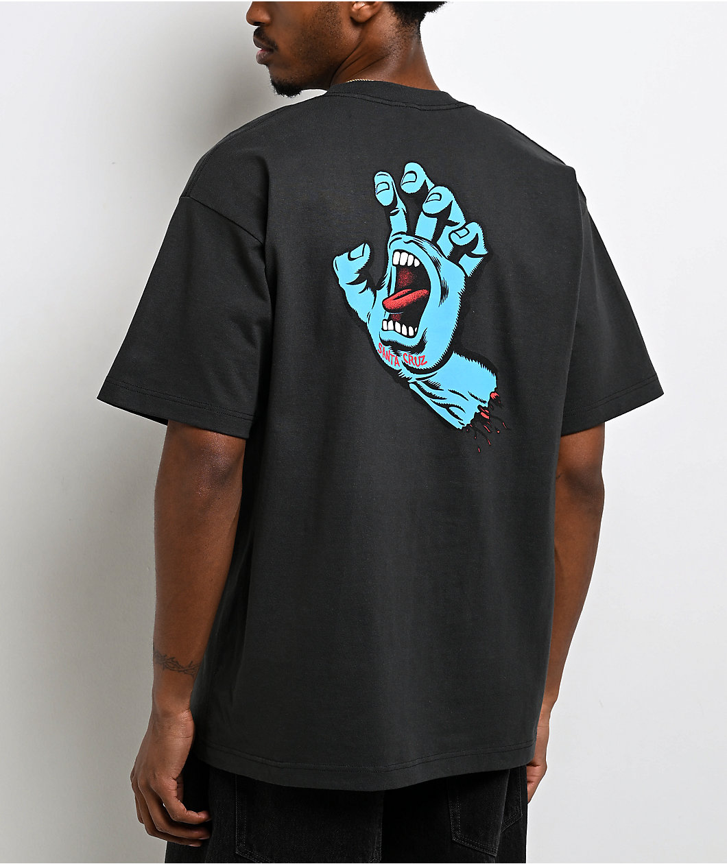Santa Cruz Screaming Hand Embroidered Grey T-Shirt