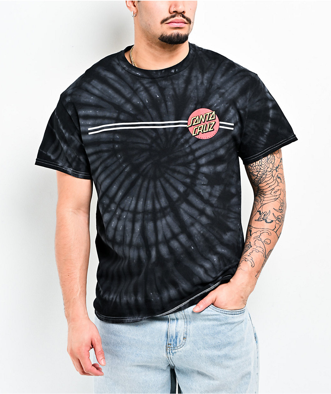 Santa Cruz Tie Dye Dot Black T-Shirt
