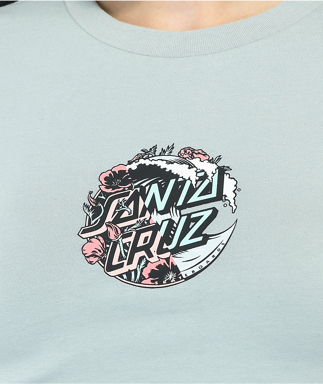 Santa Cruz Wave Poppy Slice Light Blue Crop T-Shirt