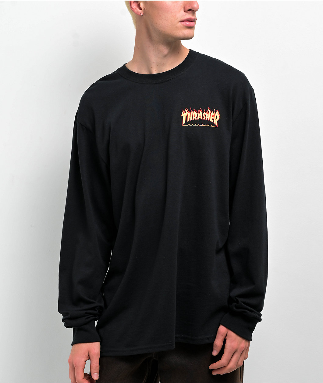 Santa Cruz x Thrasher Flame Dot Black Long Sleeve T-Shirt