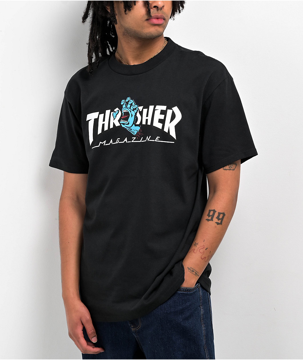 Santa Cruz x Thrasher Screaming Hand Logo Black T-shirt