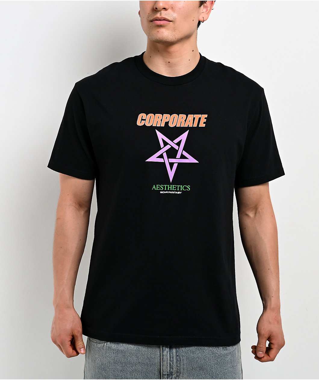 Sci-Fi Fantasy Corporate Aesthetics Black T-Shirt
