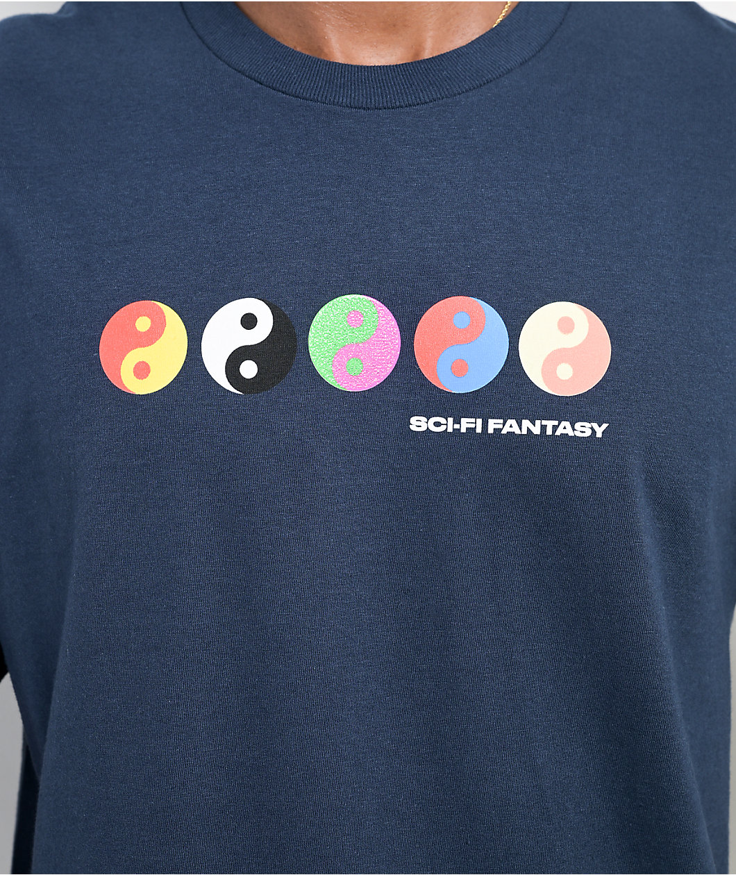Sci-Fi Fantasy Yin Yang Navy T-Shirt