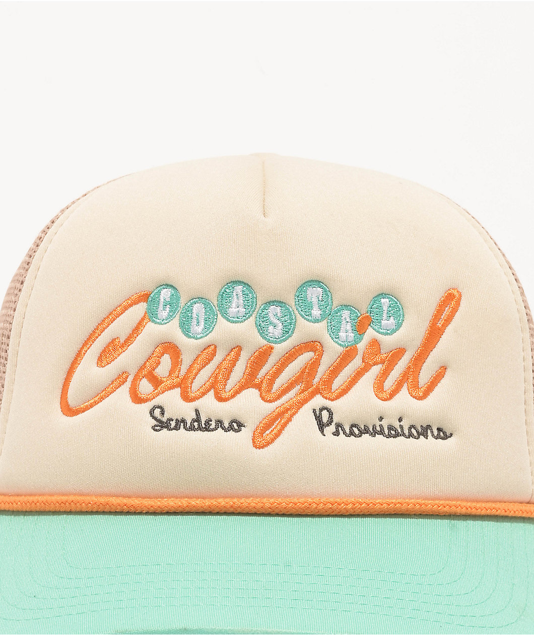 Sendero Coastal Cowgirl Cream & Teal Trucker Hat