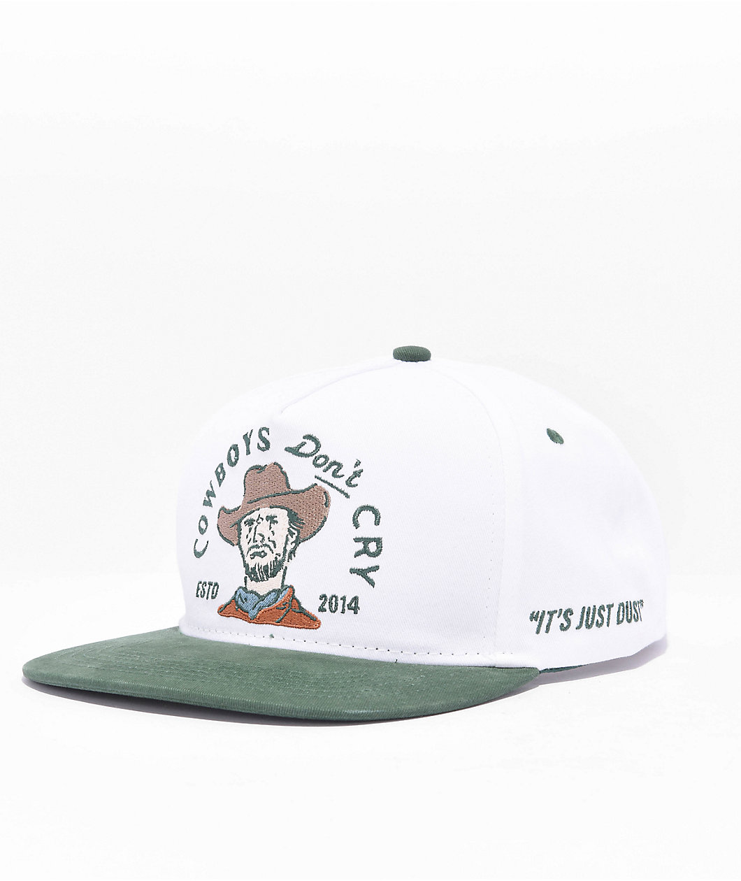 Sendero Cowboys Don't Cry White Snapback Hat