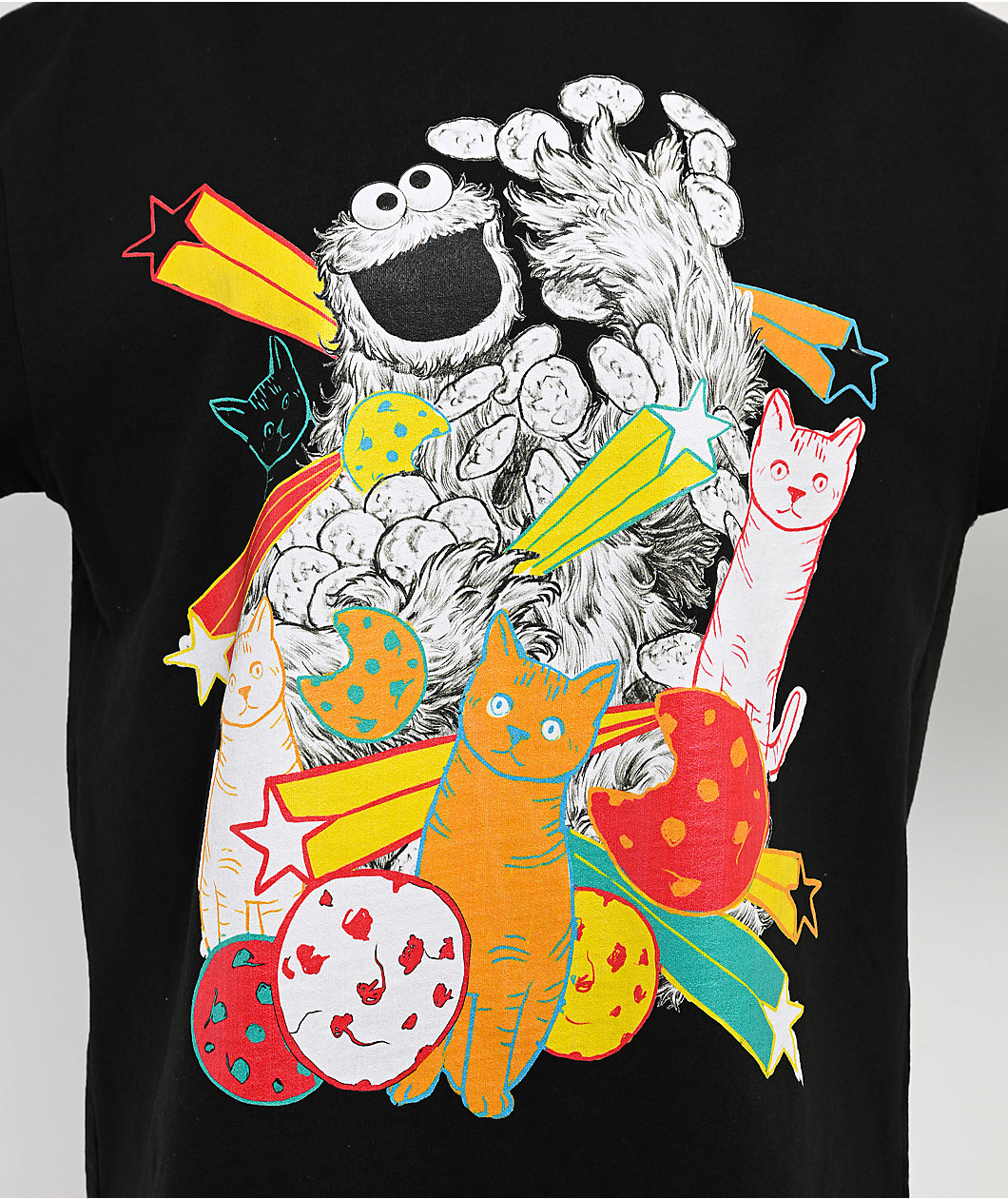 Sesame Street Cookie Monster Hyper Real Black T-Shirt