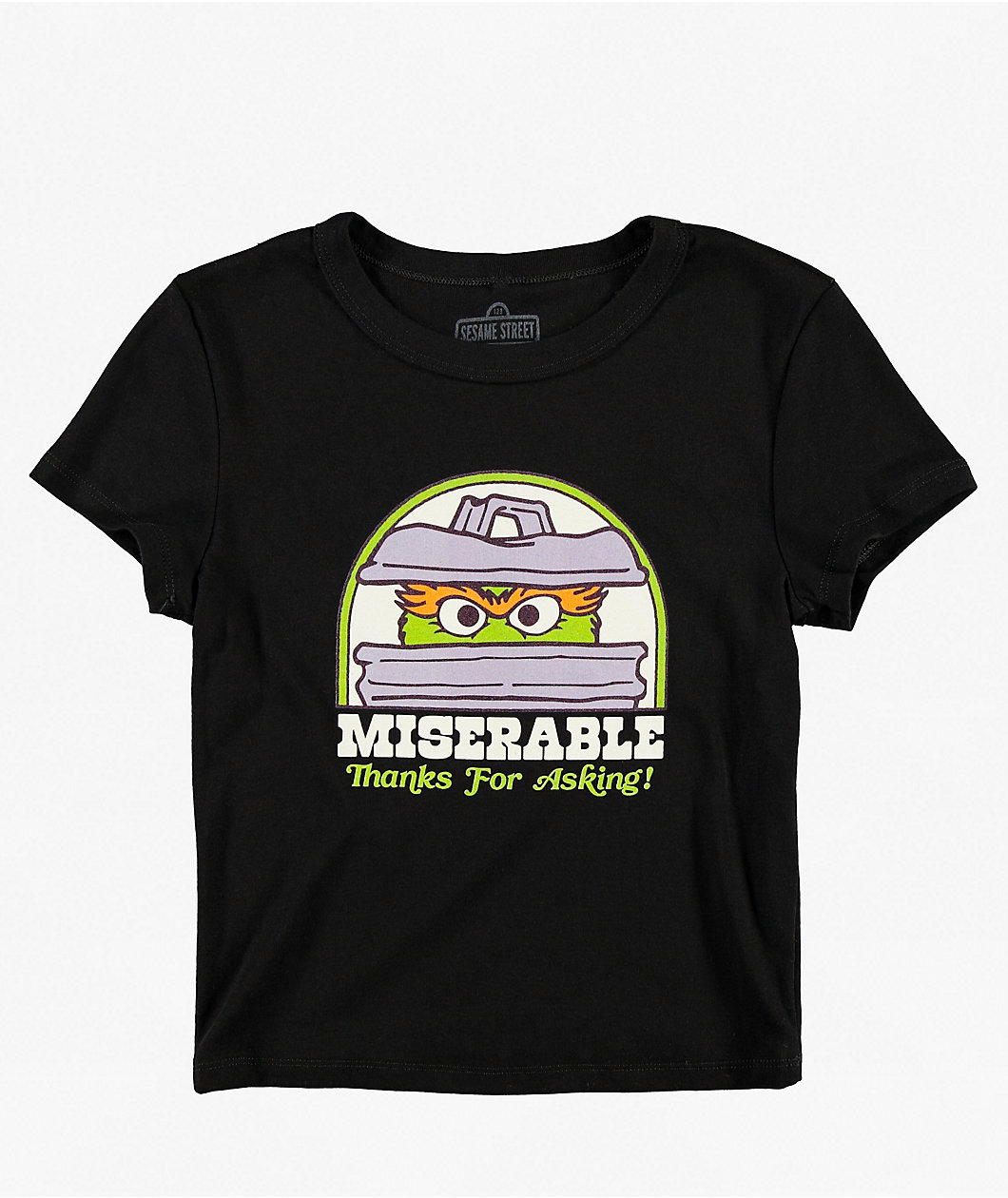 Sesame Street Miserable Black Crop T-Shirt