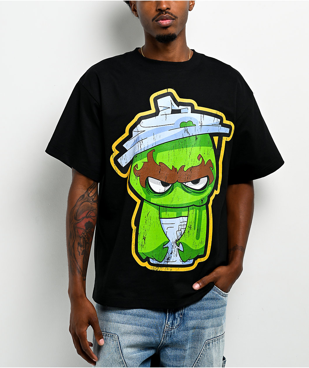 Sesame Street Zombie Oscar The Grouch Black T-Shirt
