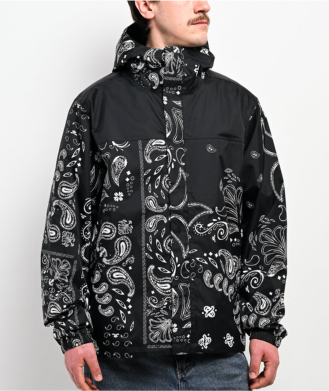 Shaka Wear 2.0 Black Paisley Windbreaker Jacket