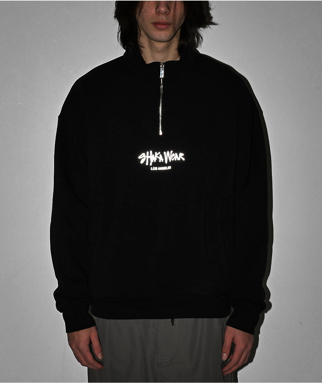 Shaka Wear 3M Logo Black Quarter Zip Sweatshirt