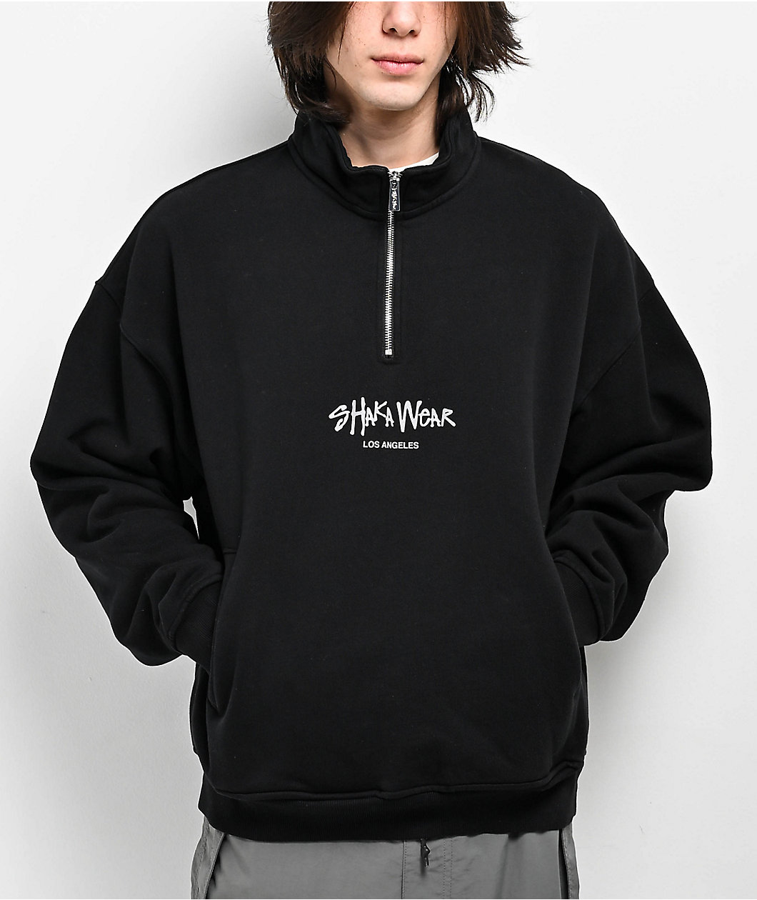 Shaka Wear 3M Logo Black Quarter Zip Sweatshirt