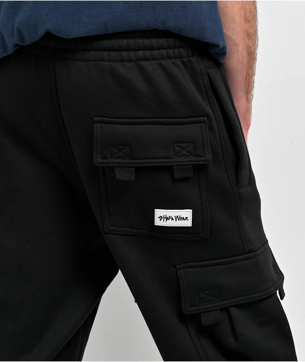 Shaka Wear Black Fleece Cargo Sweatpants