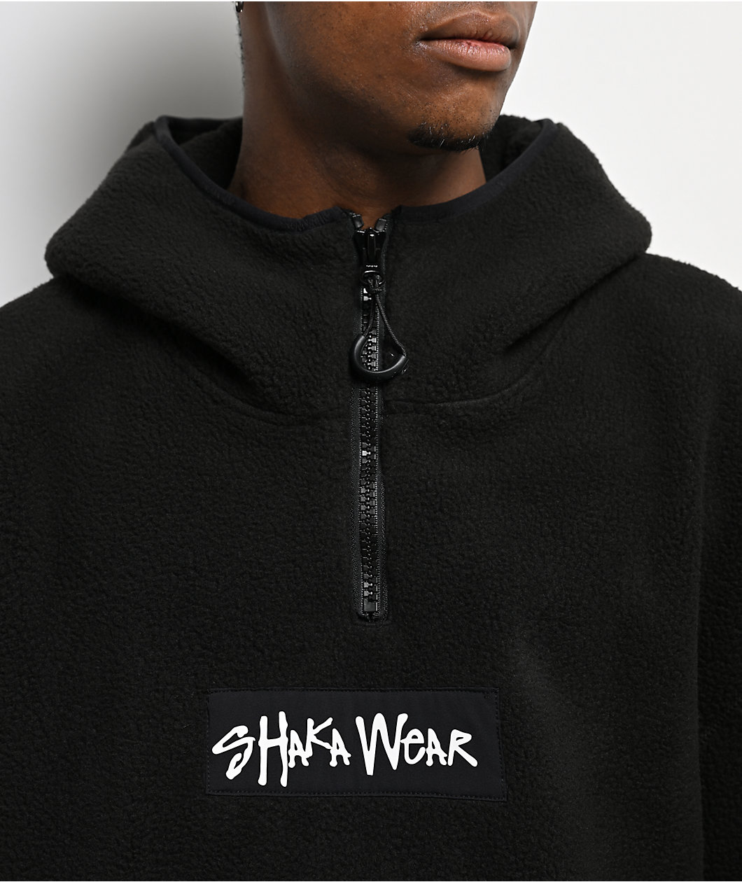 Shaka Wear Black Sherpa Quarter Zip Hoodie