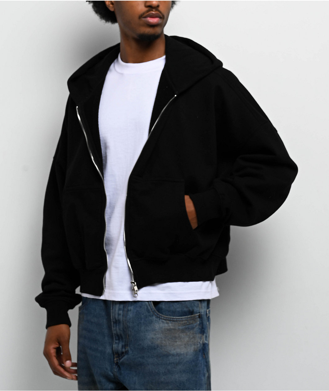 Shaka Wear Black Zip Crop Hoodie