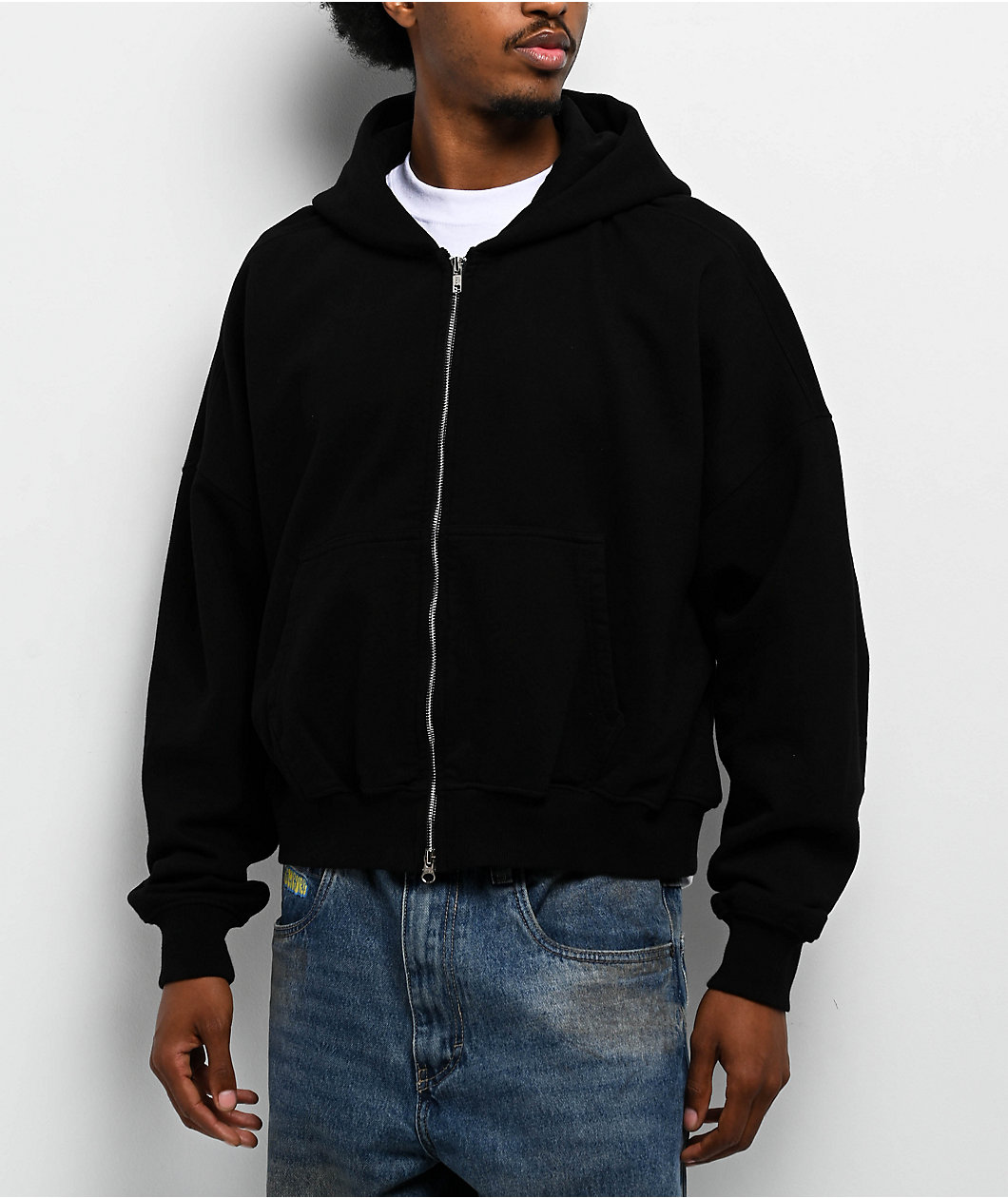 Shaka Wear Black Zip Crop Hoodie
