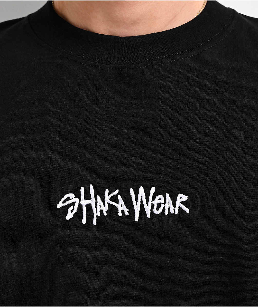 Shaka Wear Embroidered Logo Black Heavyweight T-Shirt