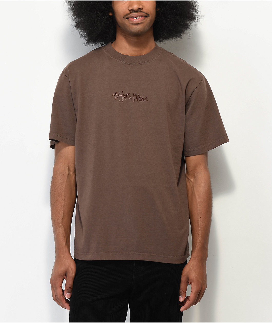 Shaka Wear Embroidered Logo Mocha Heavyweight T-Shirt