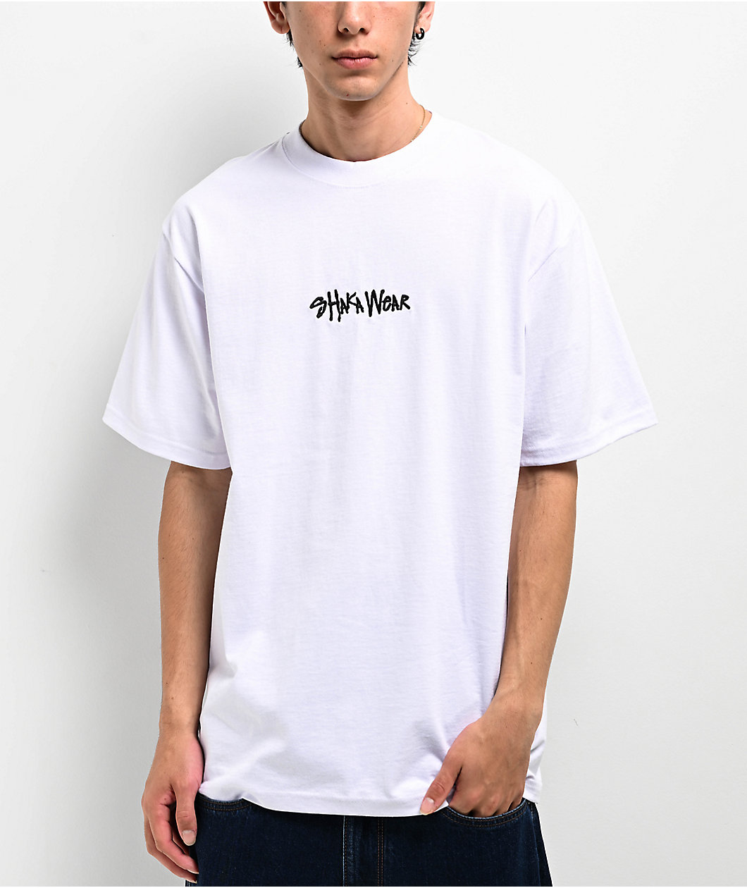 Shaka Wear Embroidered Logo White Heavyweight T-Shirt