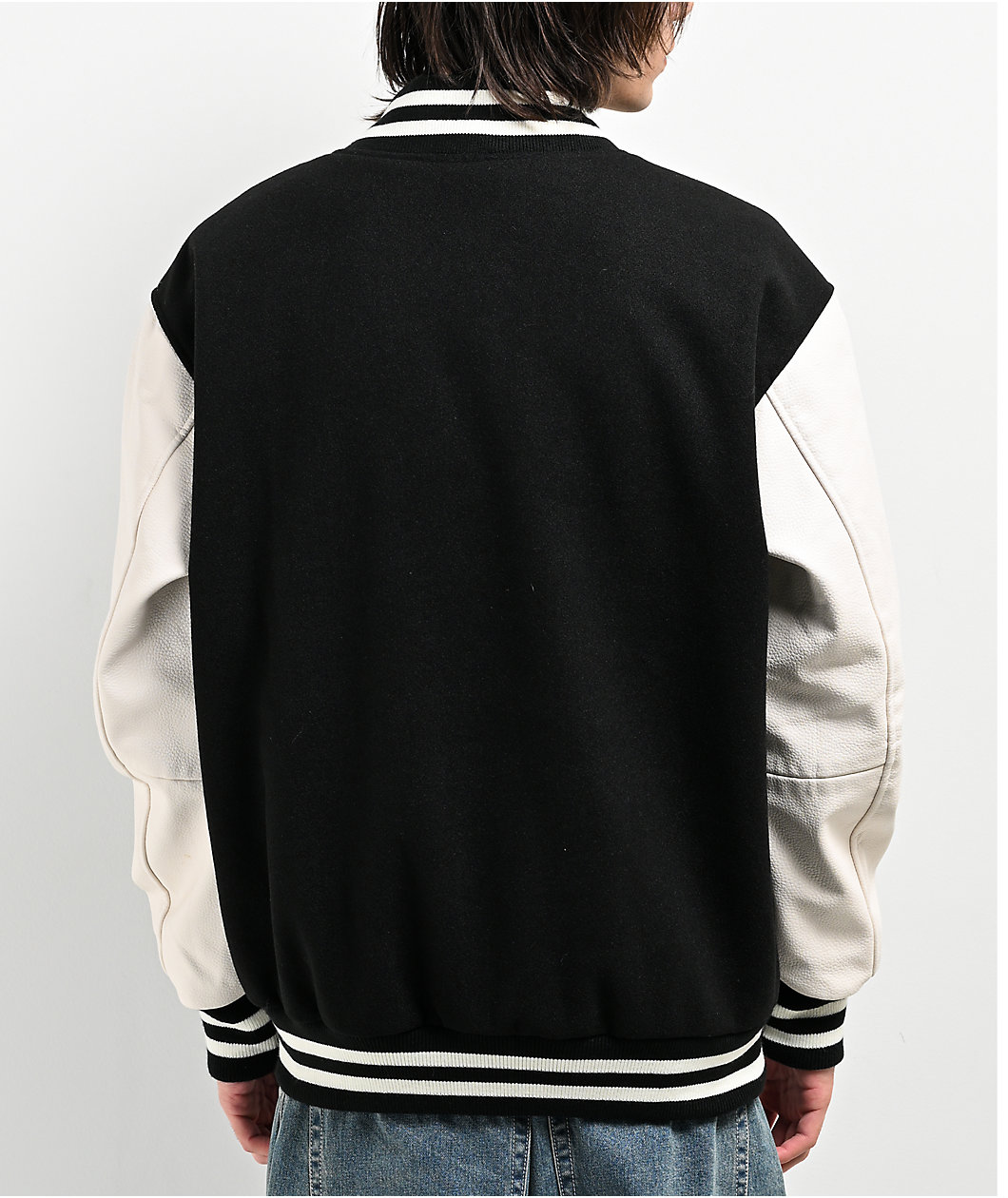 Shaka Wear Logo Black & White Letterman Jacket