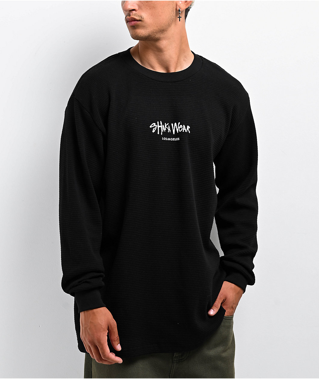 Shaka Wear Logo Black Heavyweight Long Sleeve Thermal T-Shirt