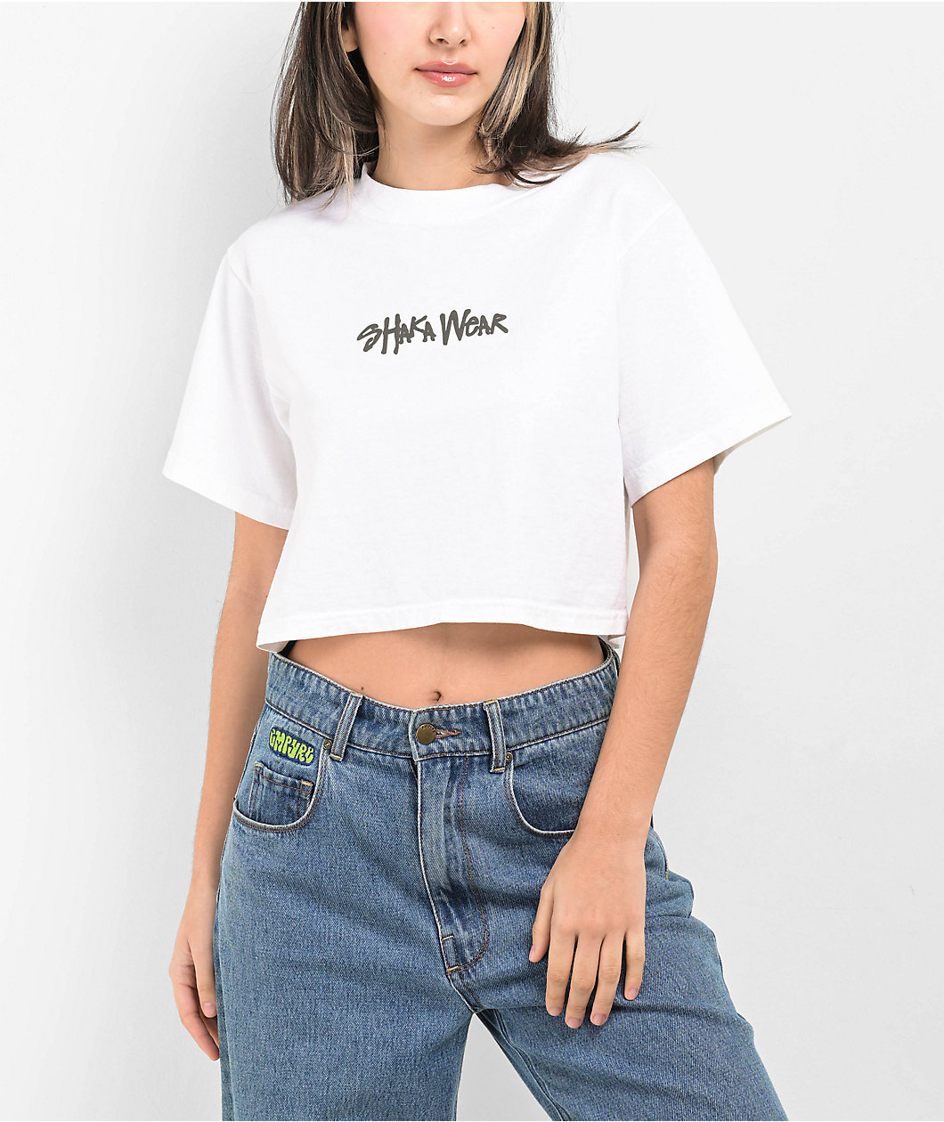 Shaka Wear Logo White Crop T-Shirt