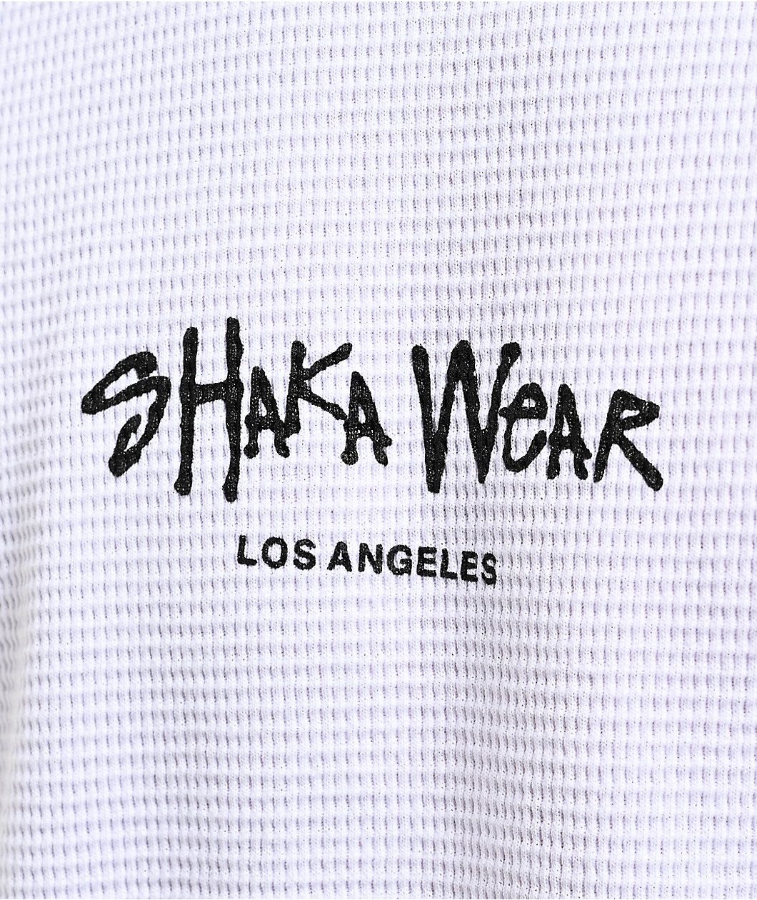 Shaka Wear Logo White Thermal Long Sleeve T-Shirt