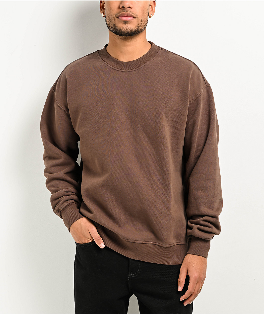 Shaka Wear Mocha Garment Dye Heavyweight Crewneck Sweatshirt