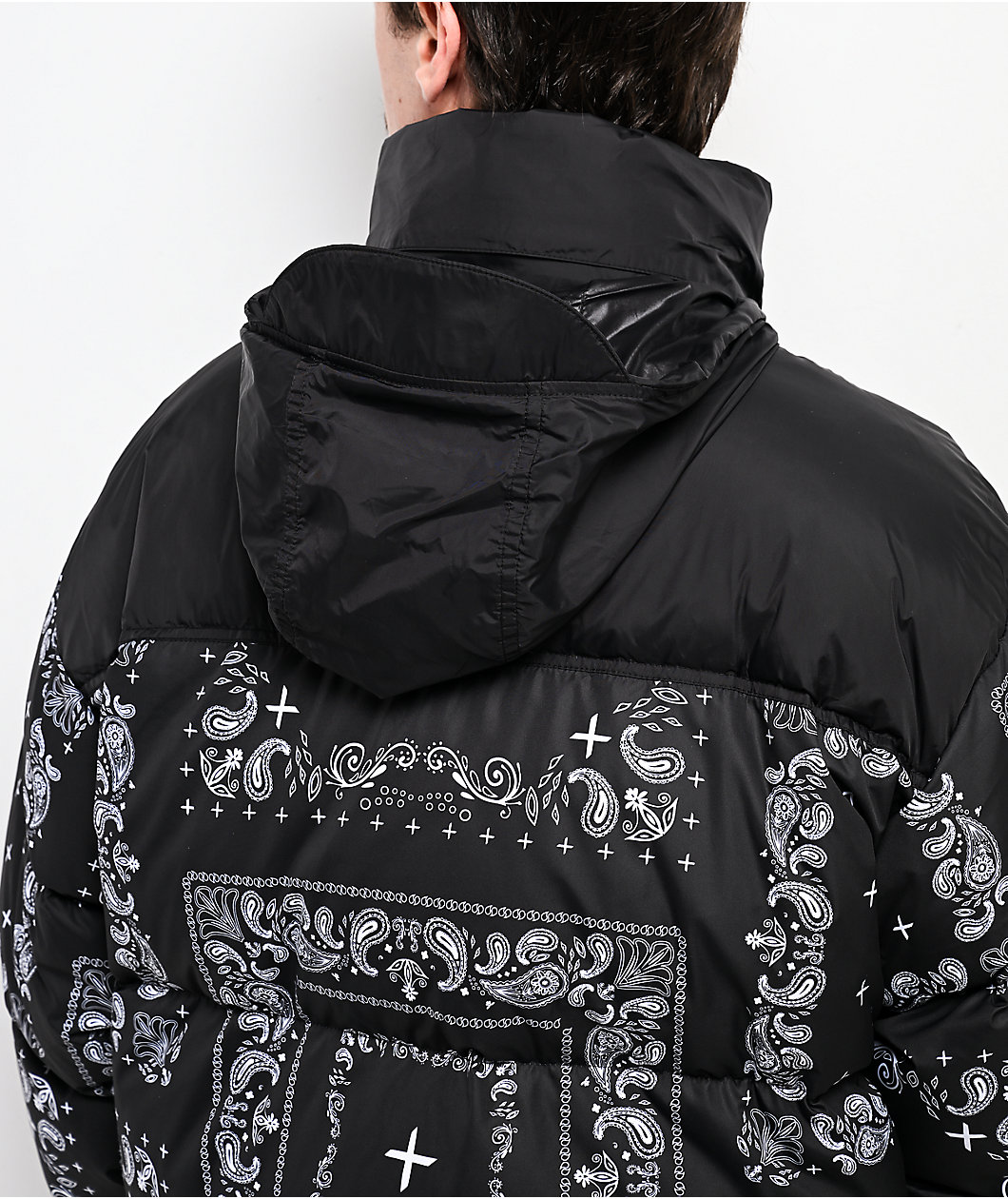 Shaka Wear Paisley Black Down Puffer Jacket