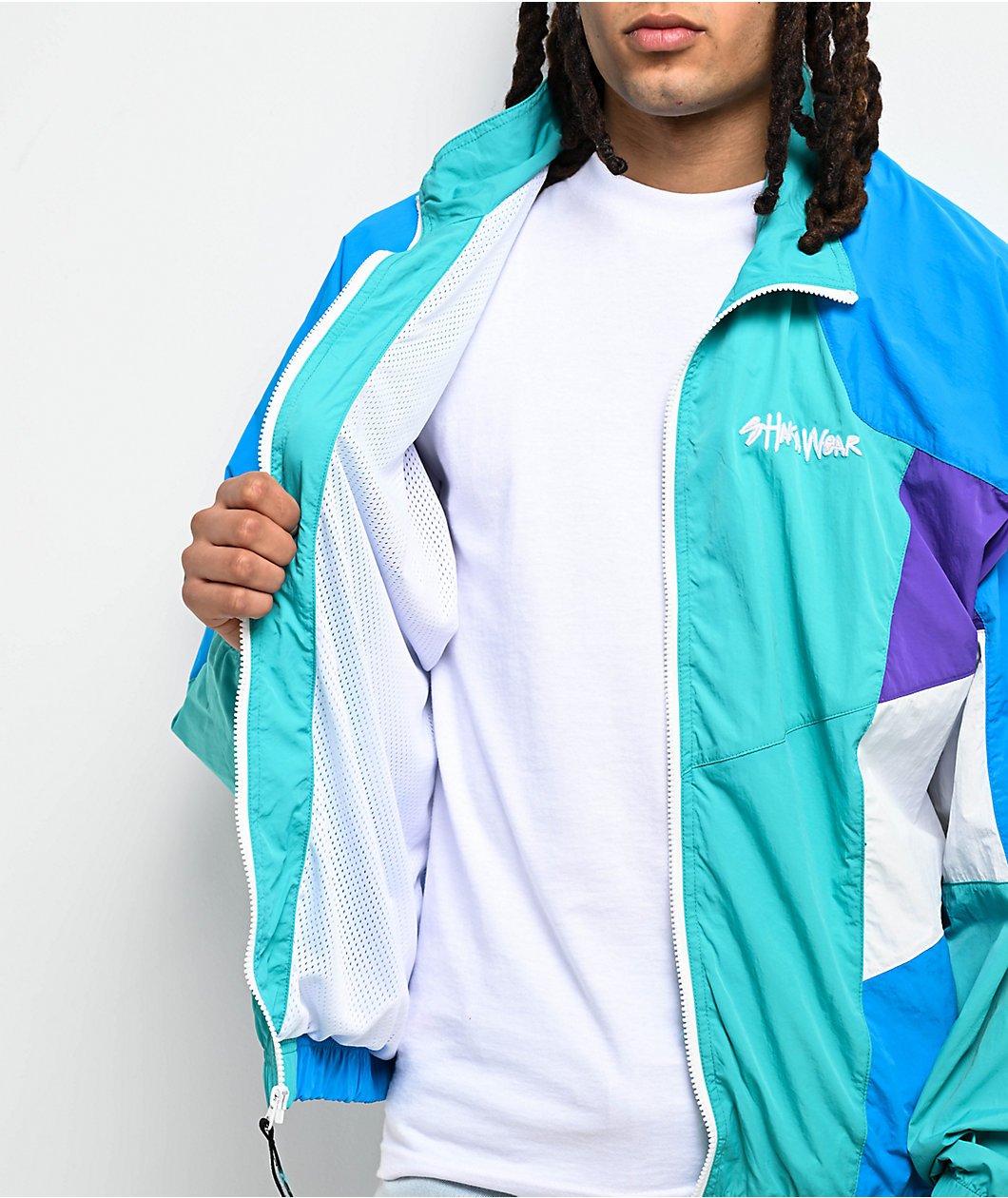 Shaka Wear Retro Turquoise Zip Track Jacket