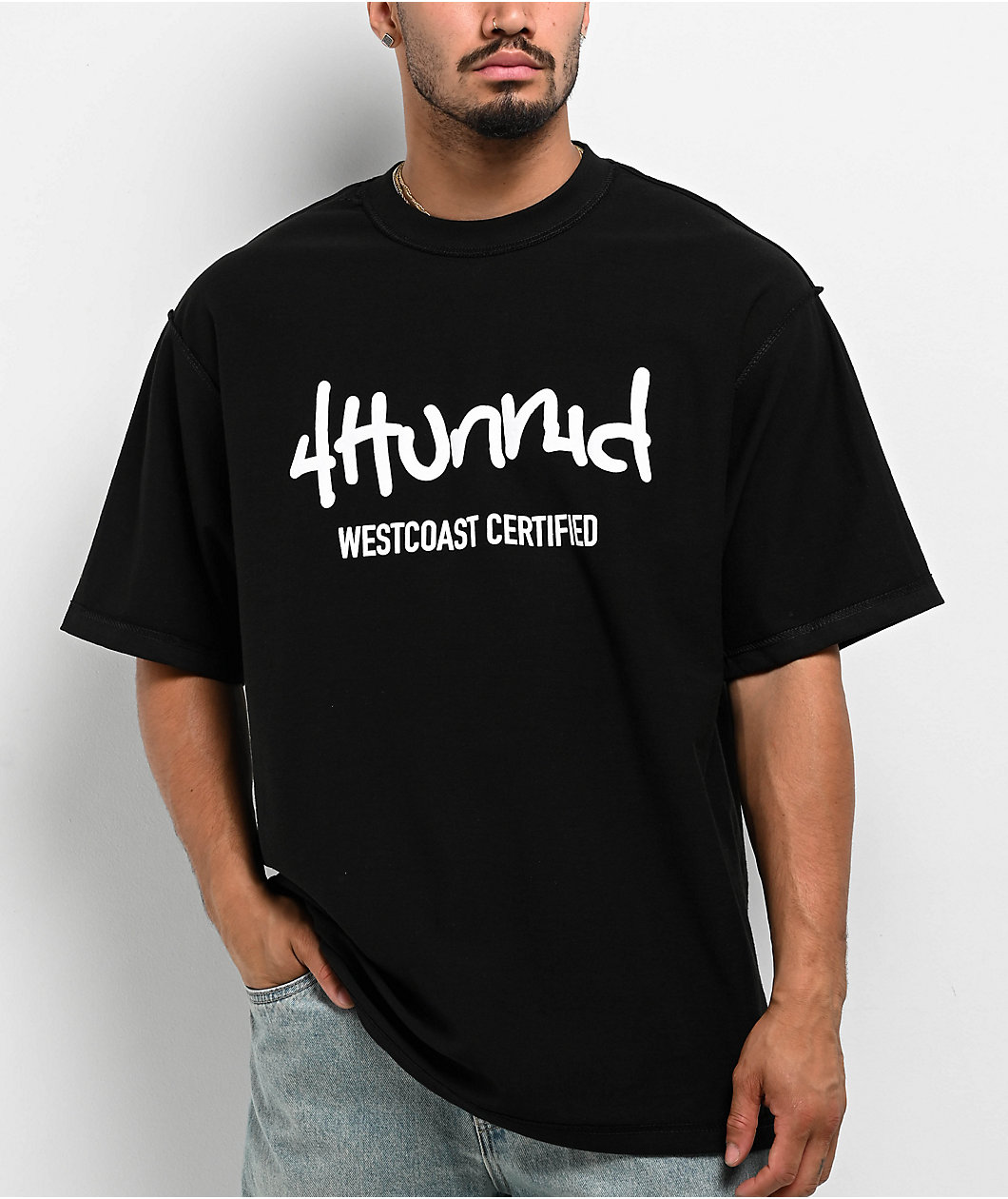 Shaka Wear x 4Hunnid Inside Out Black T-Shirt