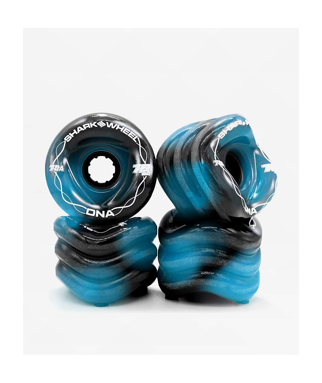 Shark Wheel DNA 73mm 78a Black & Blue Swirl Cruiser Skateboard Wheels