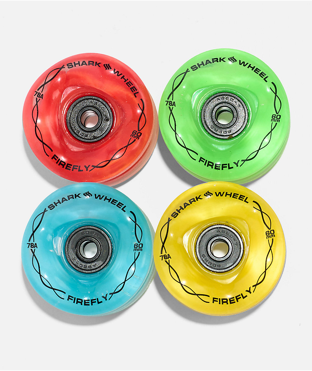 Shark Wheel Light Ups Firefly 60mm 78a Multicolor Cruiser Skateboard Wheels
