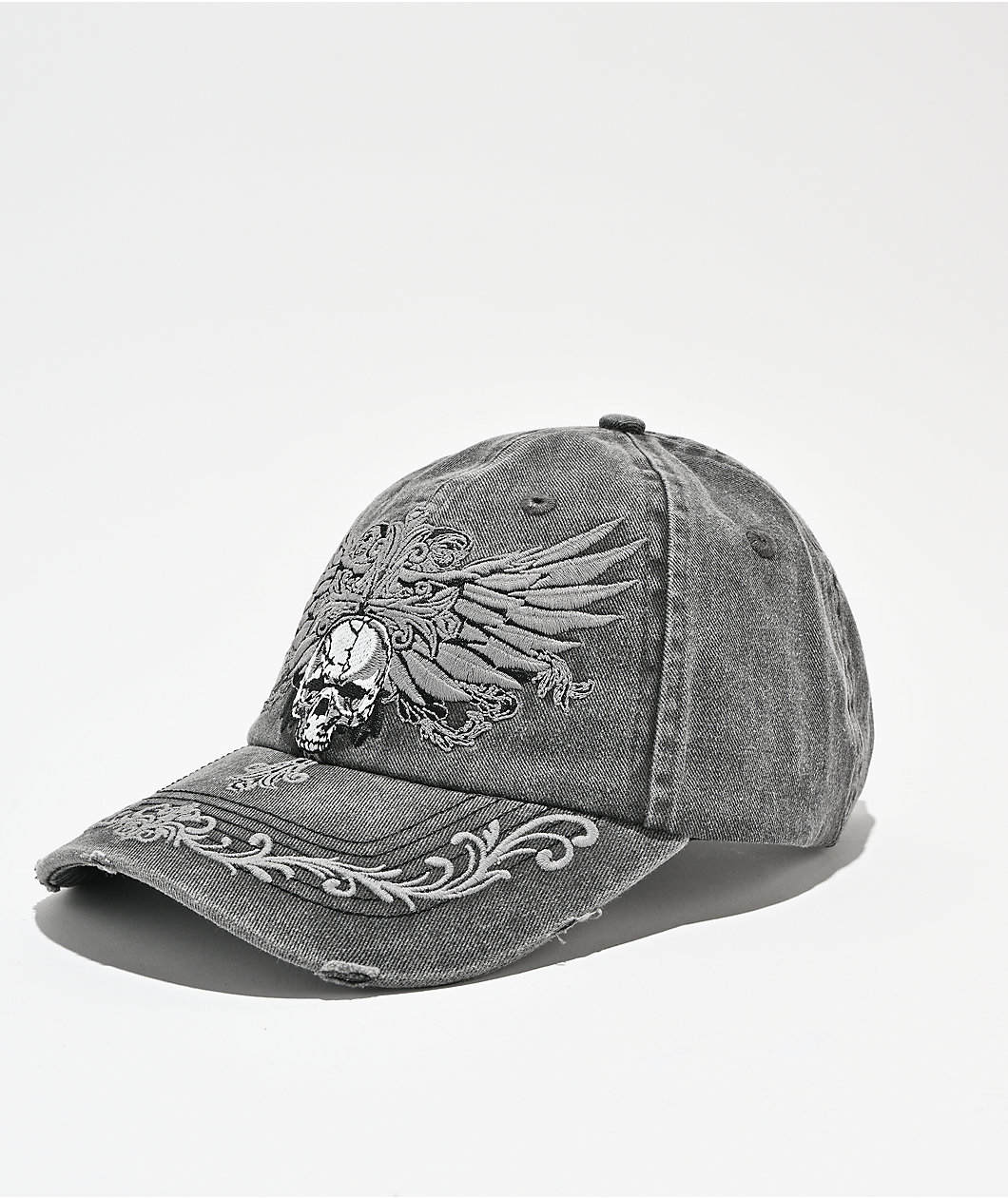 Sheisty Clipped Washed Black Strapback Hat