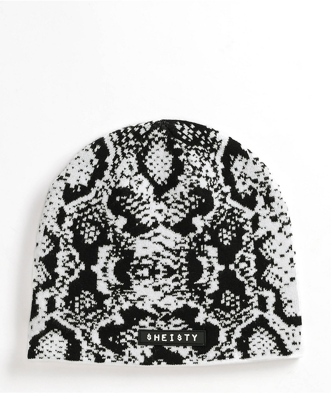 Sheisty White Snakeskin Skull Cap Beanie