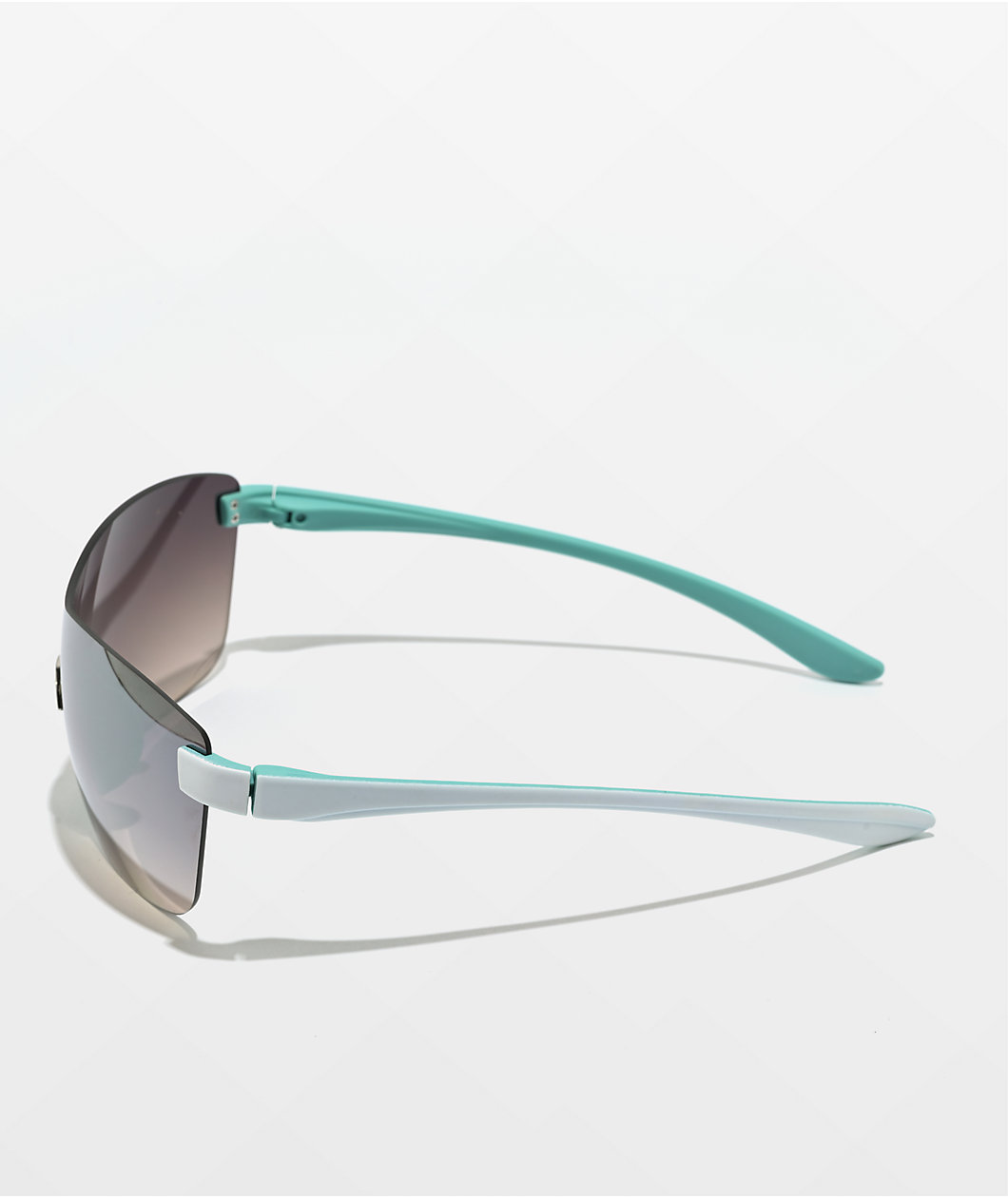 Shield-Esque Silver, White & Blue Sunglasses