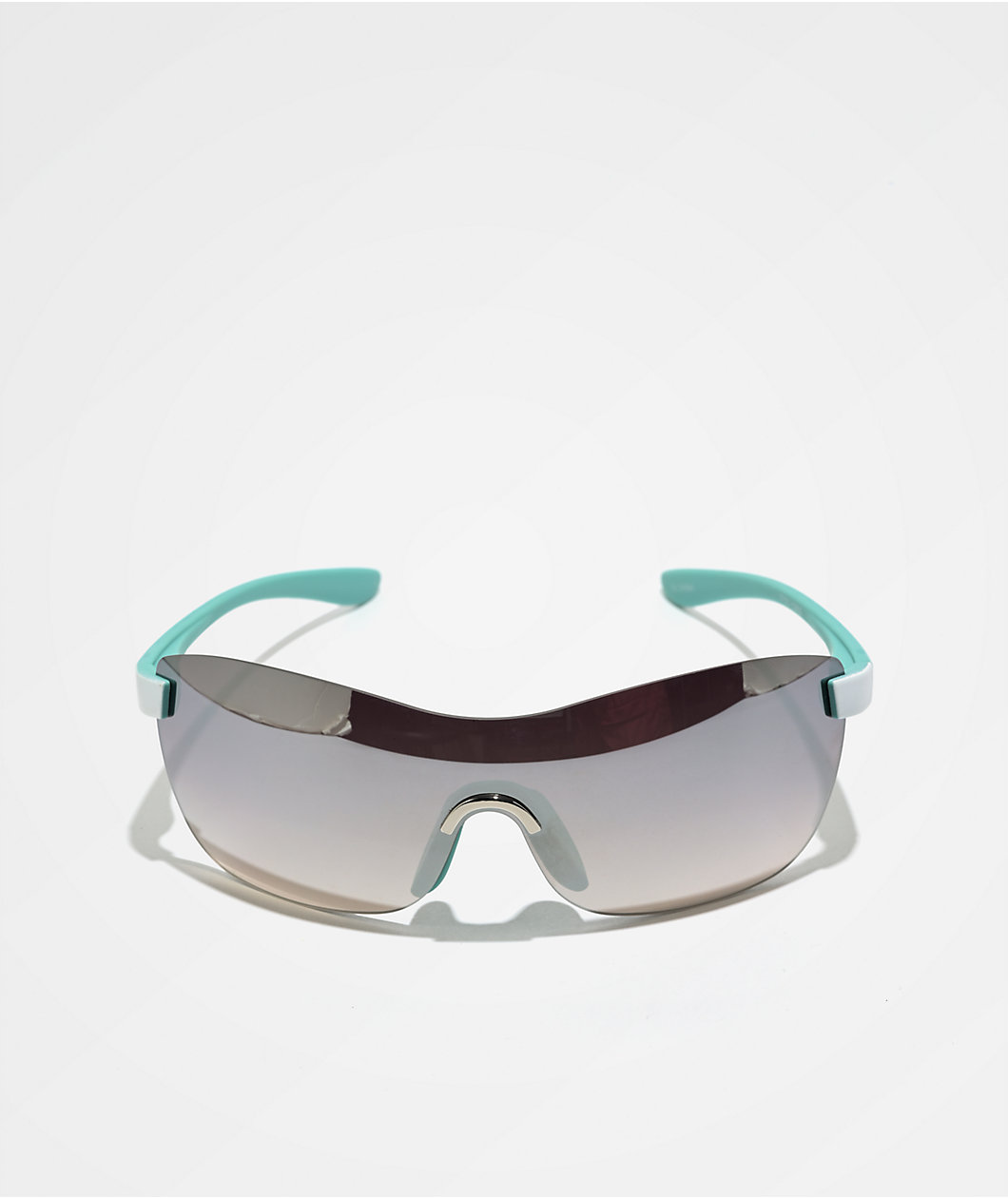 Shield-Esque Silver, White & Blue Sunglasses