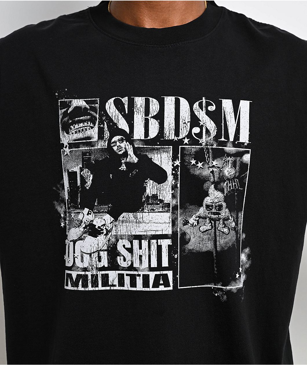 ShittyBoyz Dog Shit Militia BabyTron Grunge Black T-Shirt