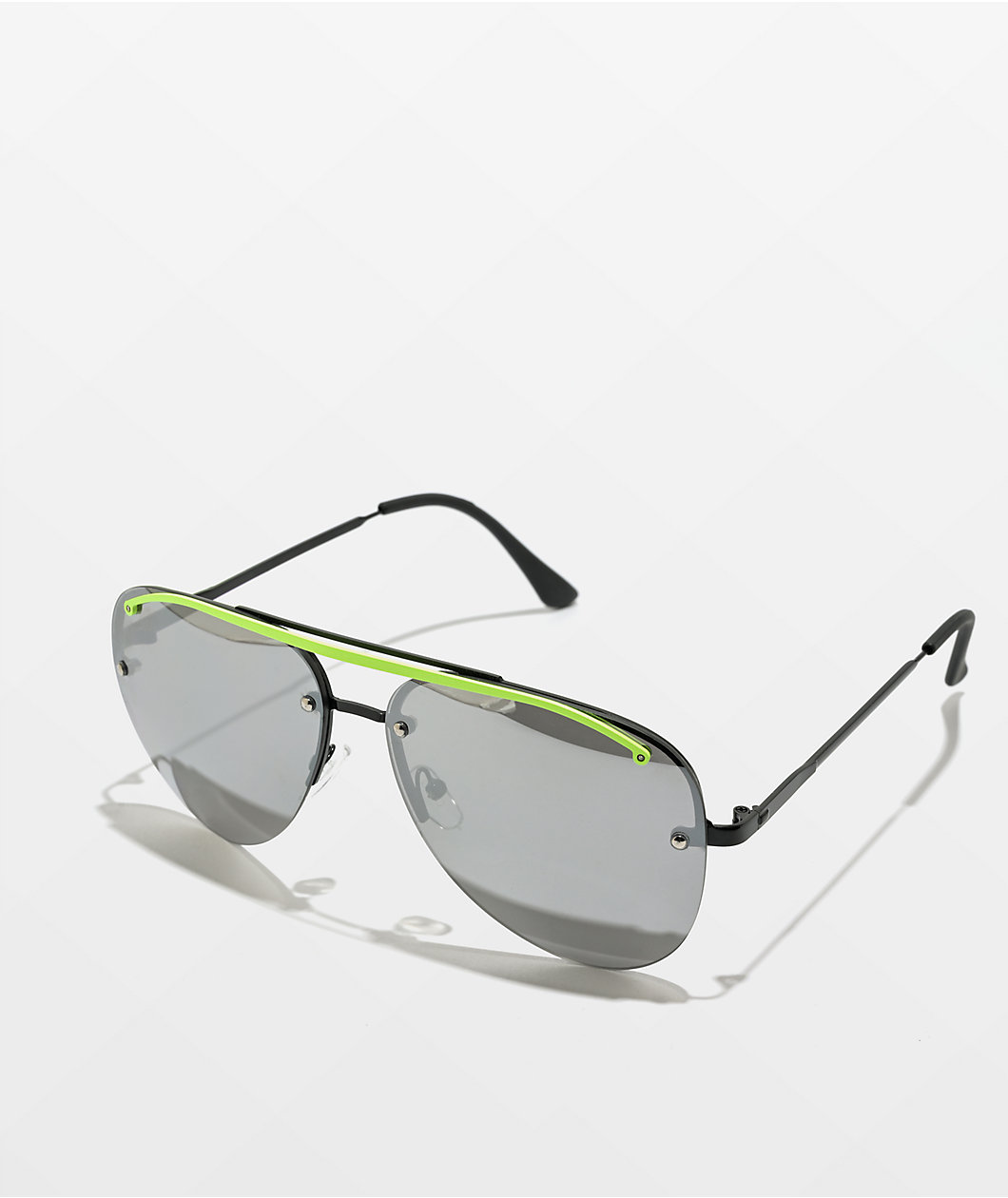 Silver & Green Pilot Sunglasses