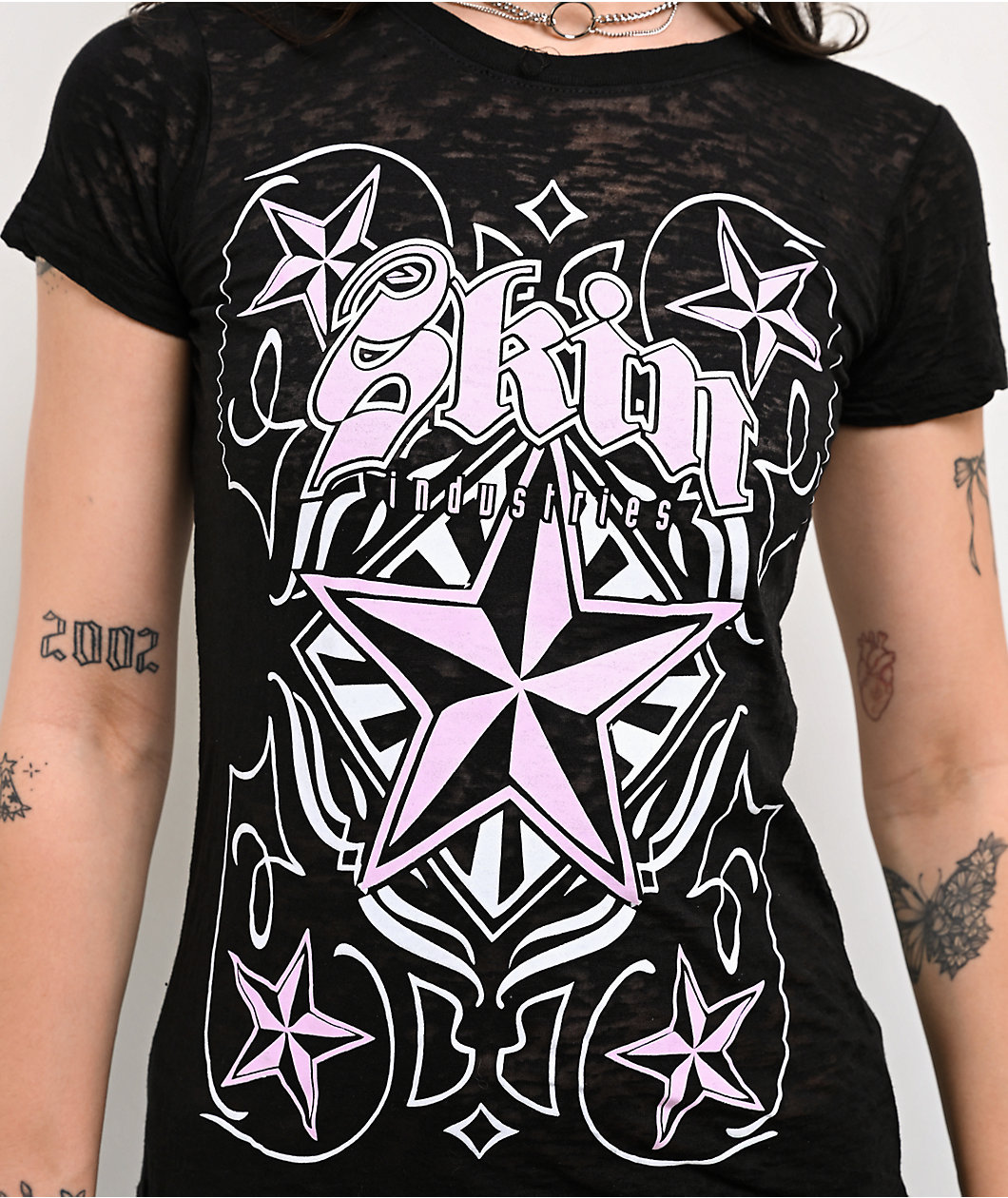 Skin Industries Cardplay Black Burnout Crop T-Shirt