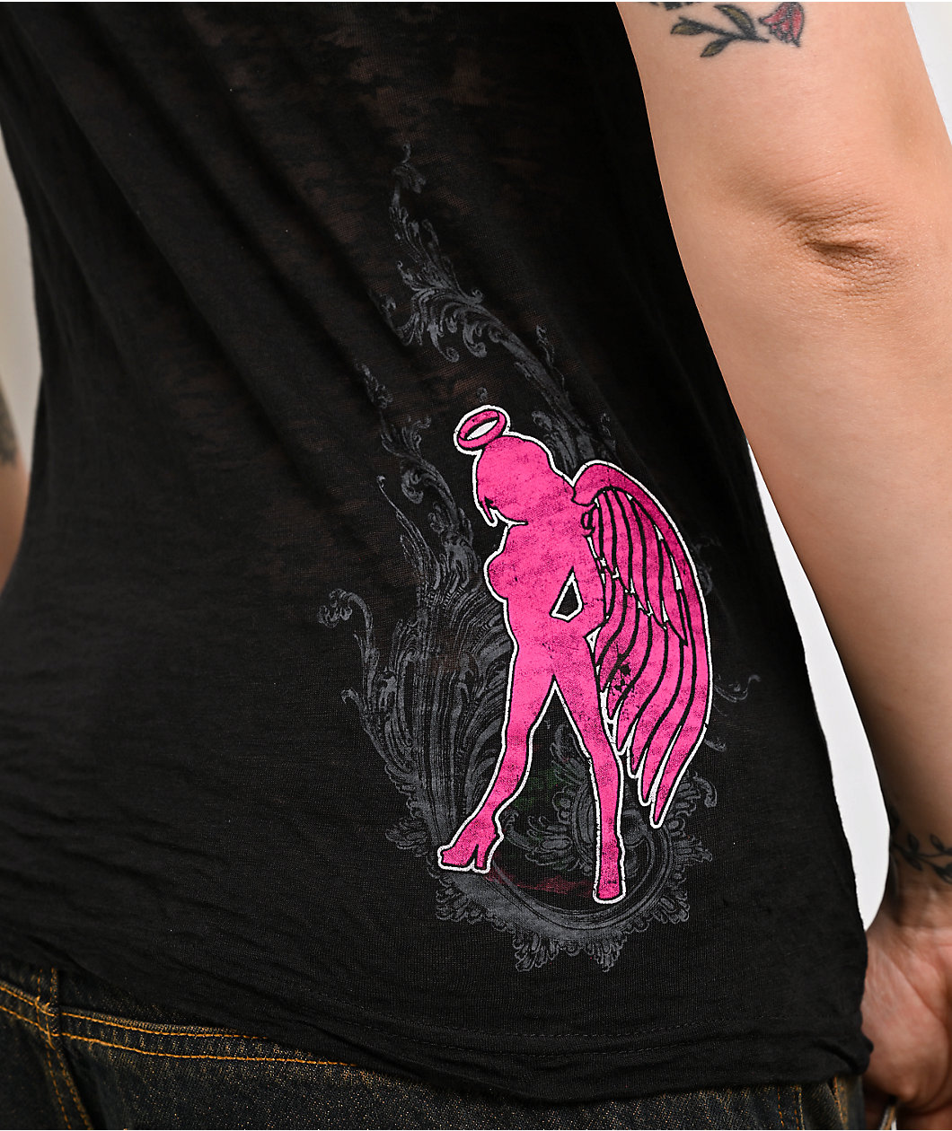 Skin Industries Cascade Black Burnout T-Shirt